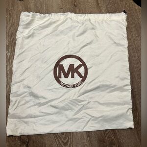 Michael Kors MK Silk Dust Bag Cream and brown logo 20" x 21” Handbag Protector